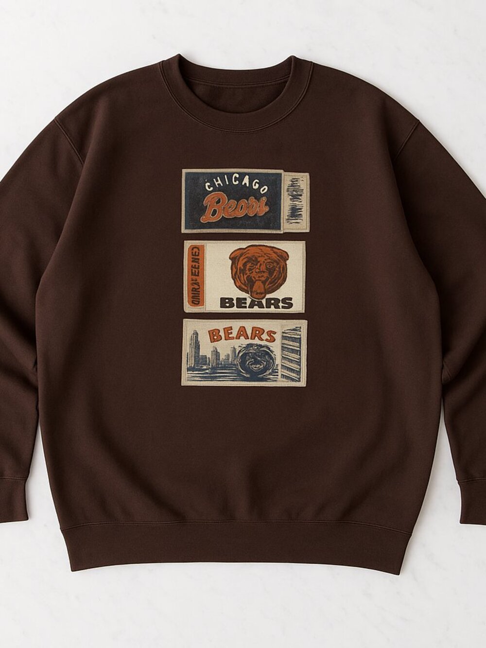Vintage Style Matchbook Graphic Sweatshirt Brown Crewneck Oversized Game Day